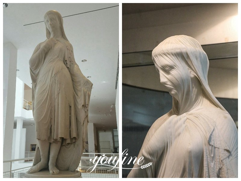 Amazing Marble Veiled Rebecca Statue