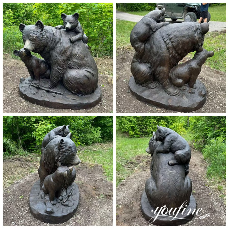 American bronze bear family statue feedback