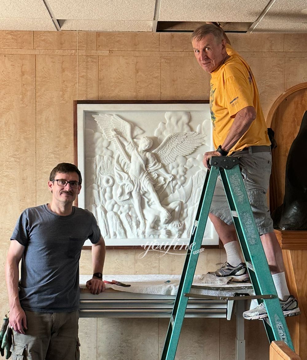 American marble Saint Michael relief sculpture feedback
