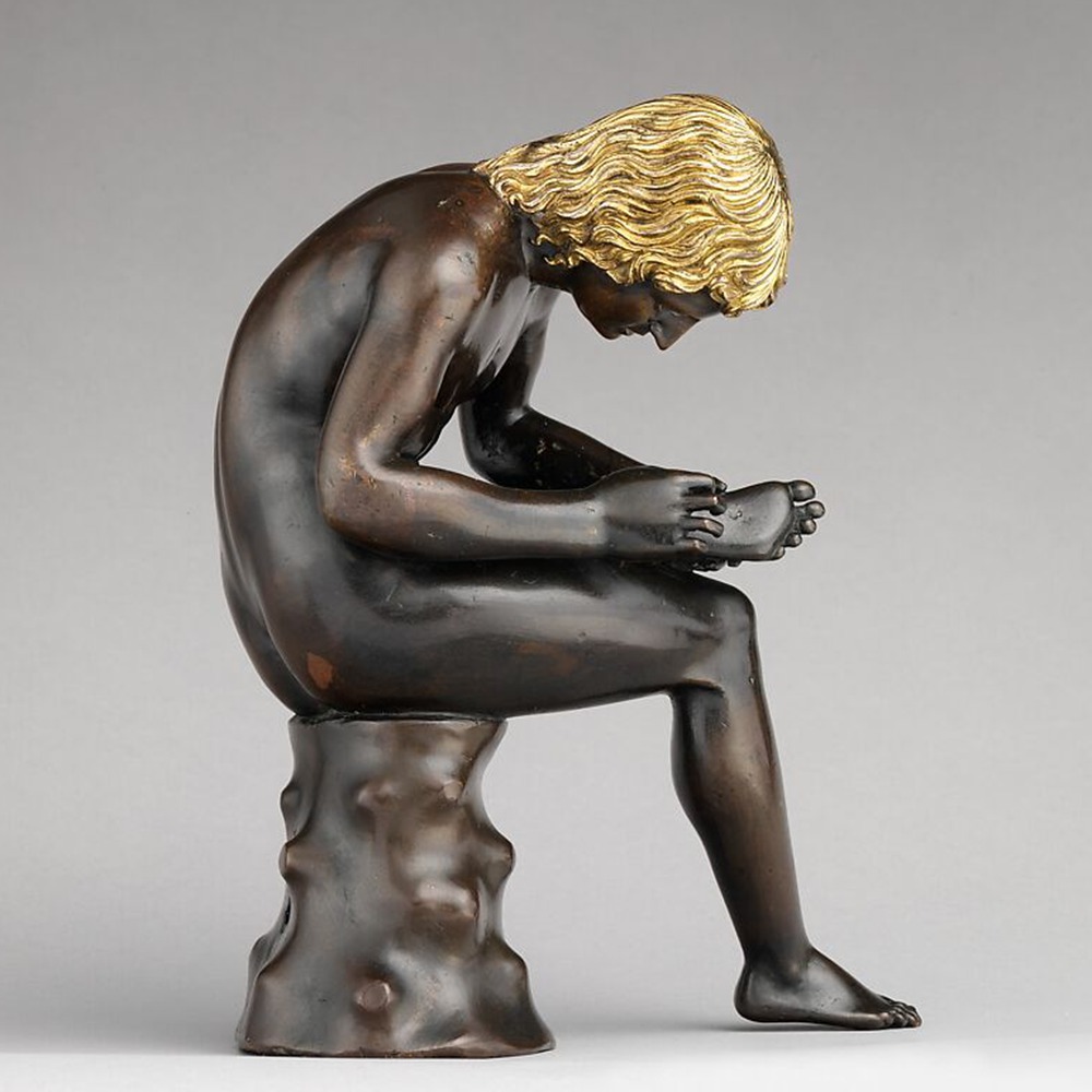 Antico Bronze boy with thorn statue