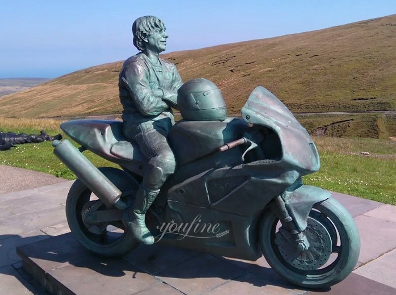 Antique Bronze Motorcycle Sculpture