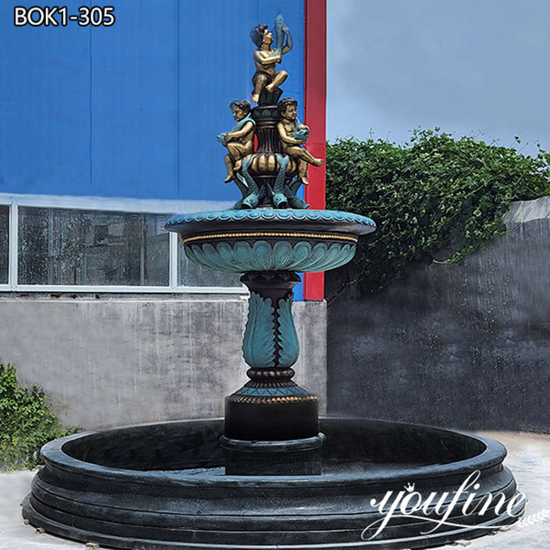 Antique Bronze Statue Fountain with Marble Base for Sale BOK1-305 (1)
