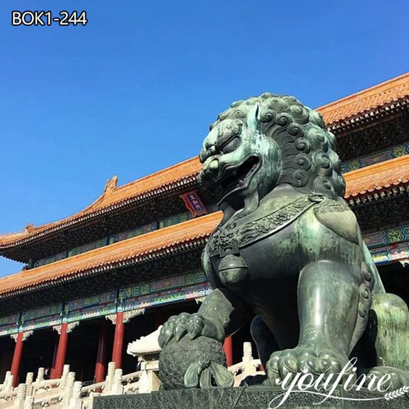 Antique Large Bronze Chinese Guardian Lion Statue for Sale BOK1-244