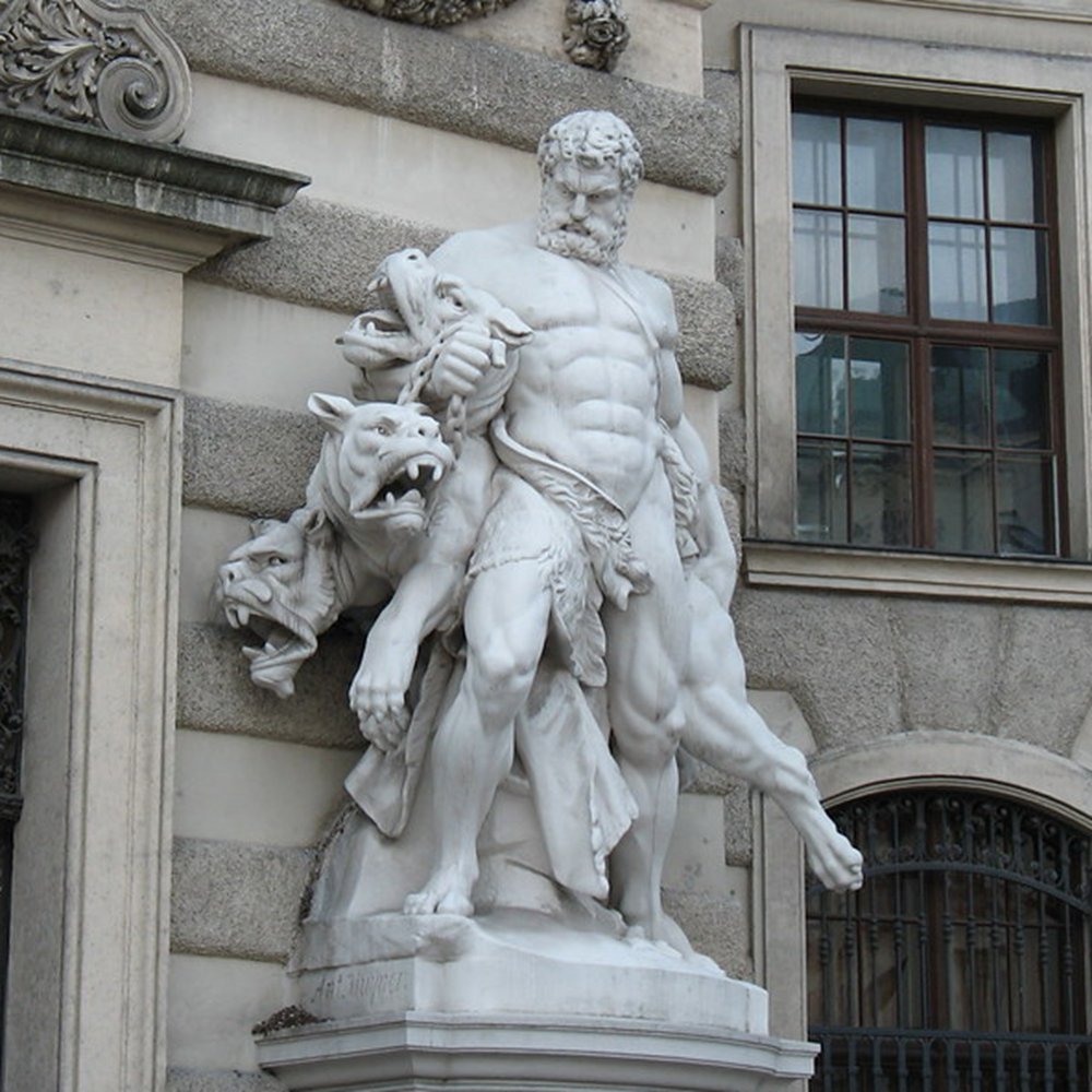 Architectural Cerberus Hercules Niche Statue (Vienna, Austria)