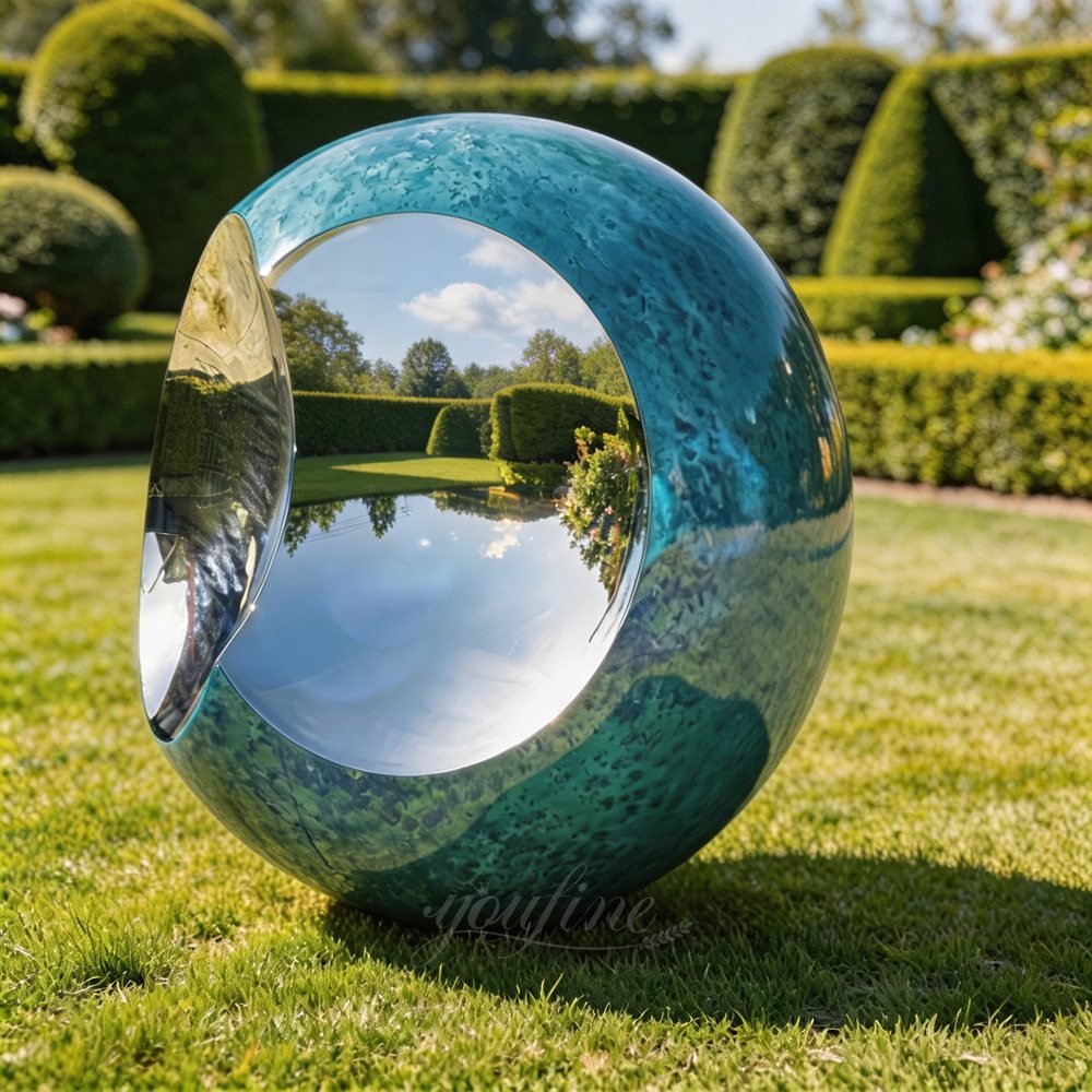 Artistic Blue Metal Bite Garden Sculpture