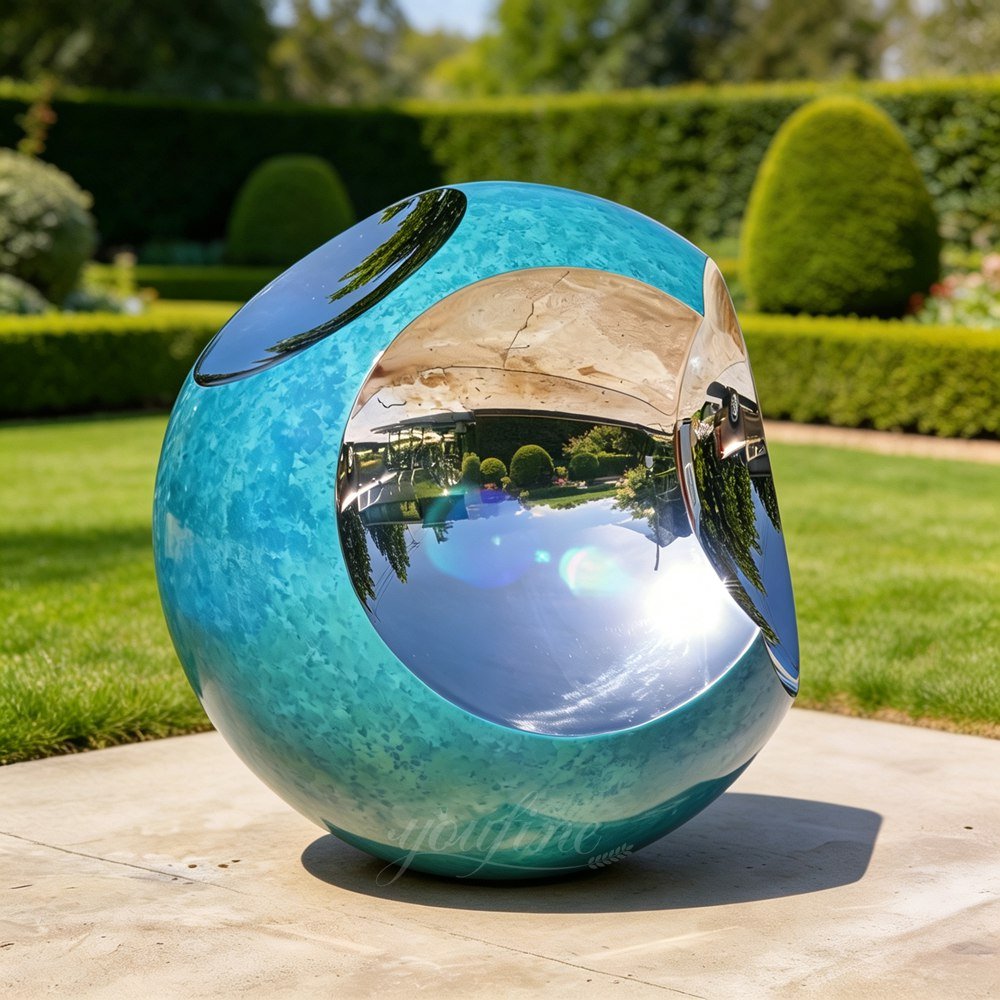 Artistic Blue Metal Bitten-Look Garden Sculpture