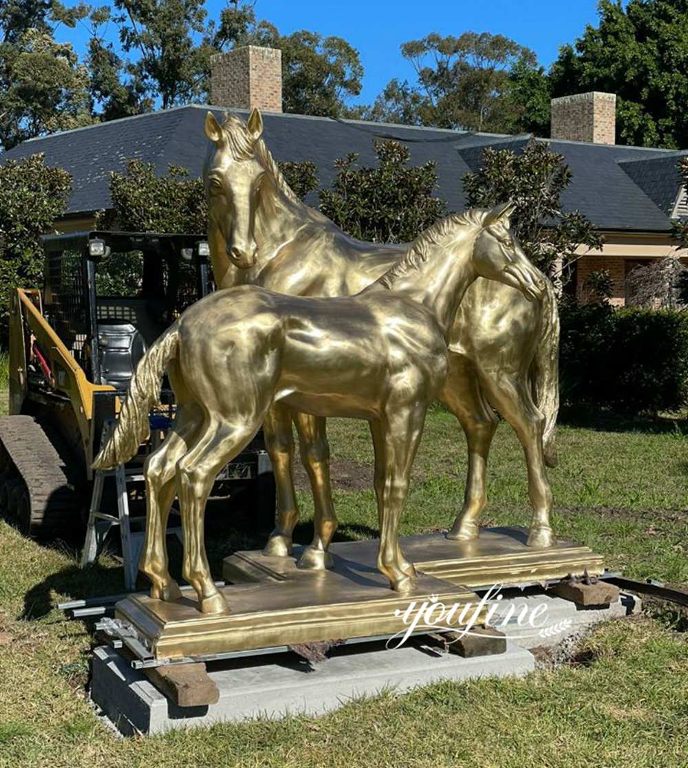 Australian bronze gold mother and calf horse sculpture feedback