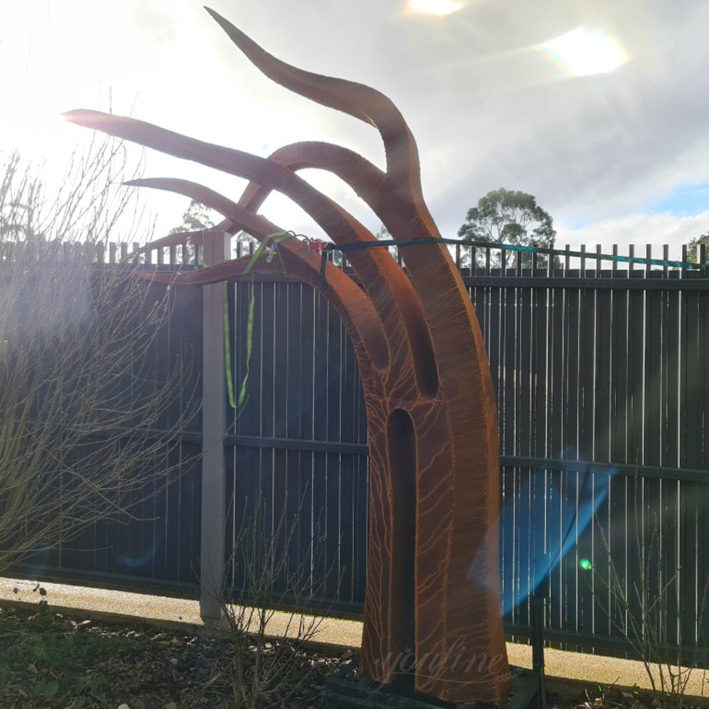 Australian courtyard tree branch style corten steel sculpture
