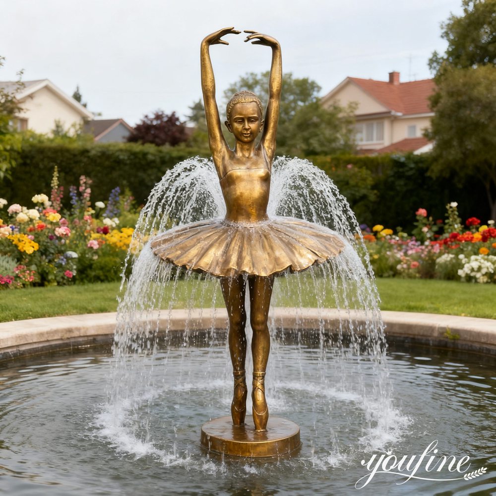Beautiful Golden Bronze Ballerina Water Fountain