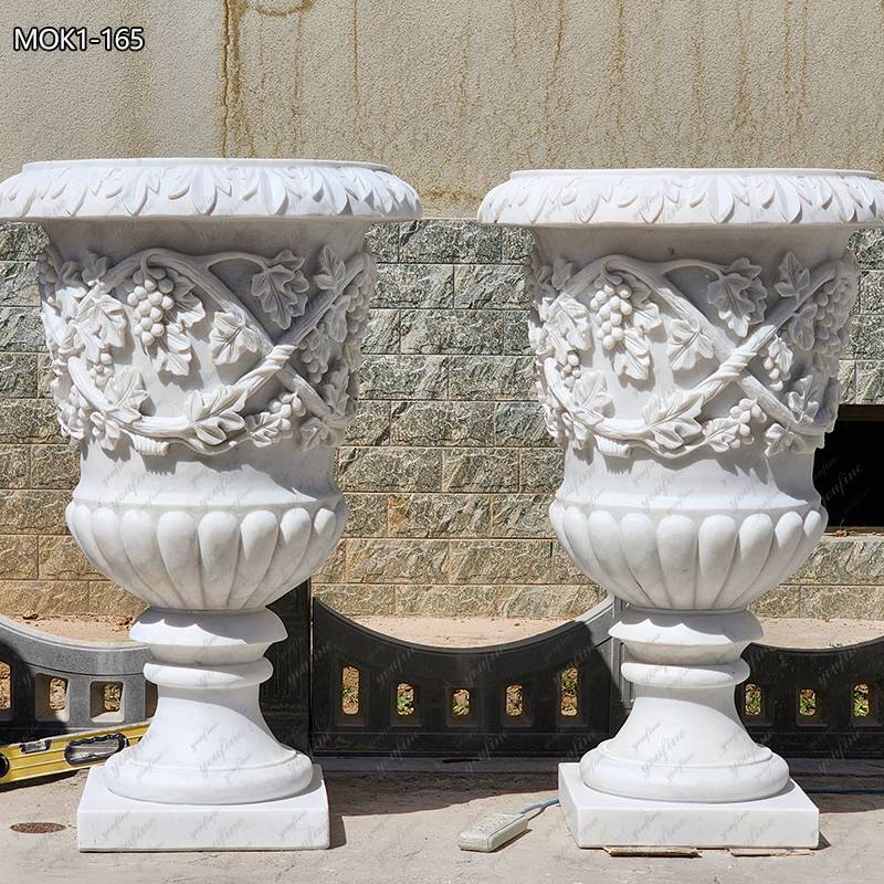 Beautiful Hand Carved White Marble Flower Pots MOK1-165