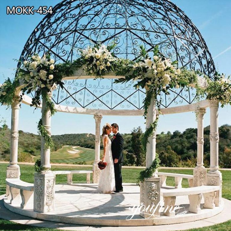 Beautiful Marble Wedding Gazebo with Iron Dome for Sale