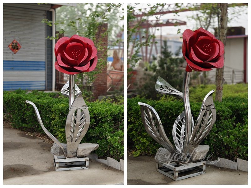 Beautiful Metal Rose Sculpture Details