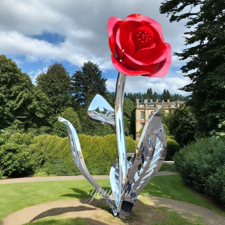 Large Beautiful Metal Rose Sculpture for front Porch Decor