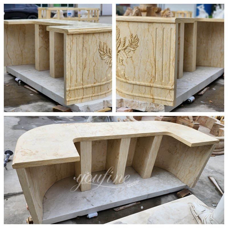 Beige Marble Bar Counter Back Details
