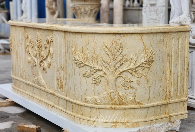 Beige Marble Bar Counter Side View
