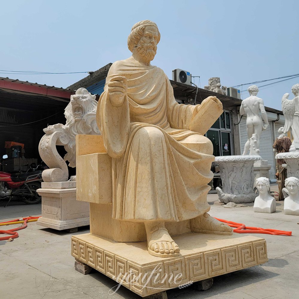 Beige Marble Philosopher Plato Statue
