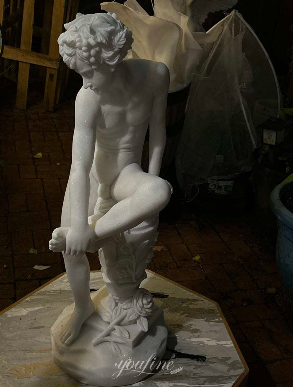 Belgian marble boy with thorn sculpture feedback