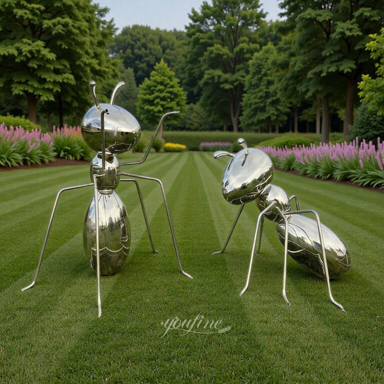 Big Polished Stainless Steel Ant Sculptures for Garden Decor