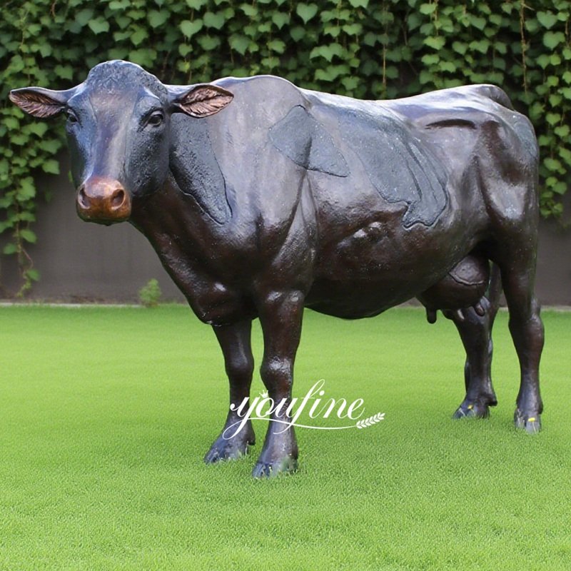 Big Standing Bronze Cow Statue for Outdoor Yard Decor