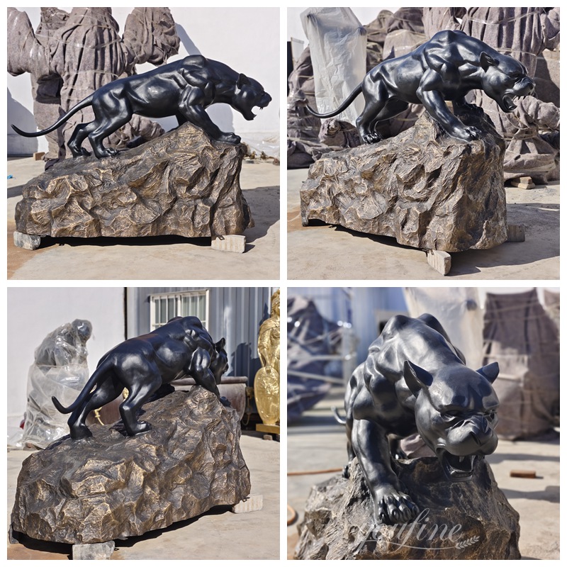 Black Bronze Life Size Panther Statue Details
