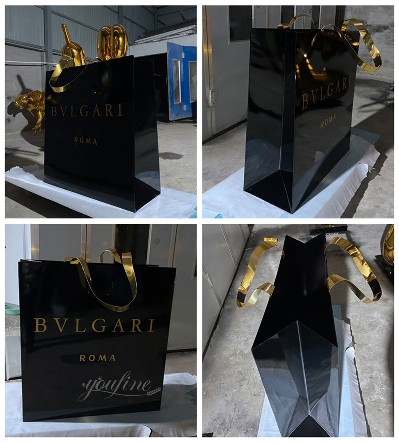 Black Stainless Steel Bag Sculpture Details