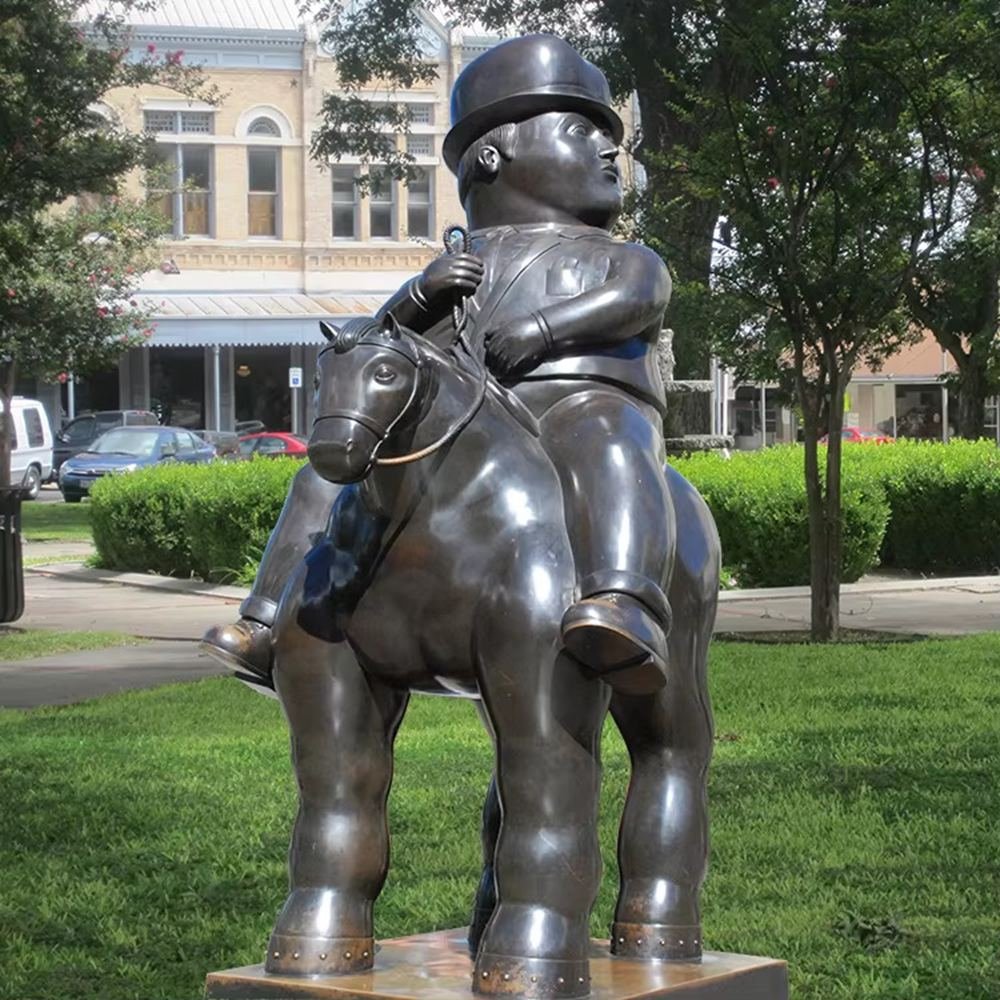 Botero Hombre a Caballo Man on Horseback Bronze Sculpture, Fat Rider Statue