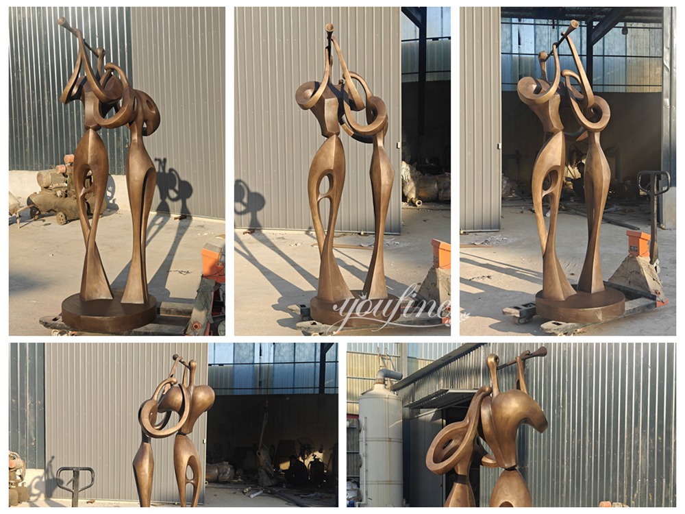 Bronze Abstract Lovers Sculpture Details