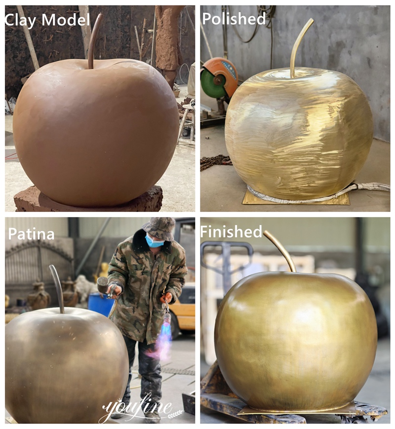 Bronze Apple Sculpture Casting Process Display