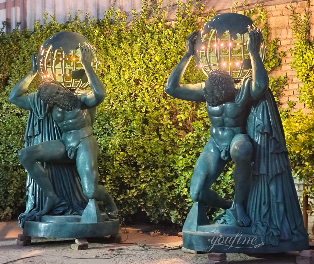 Bronze Atlas Statues with Lighting Decor