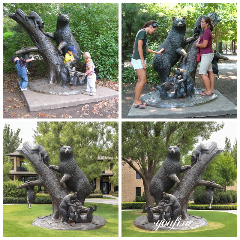 Bronze Bear Climbing Tree Statue Application Scenes