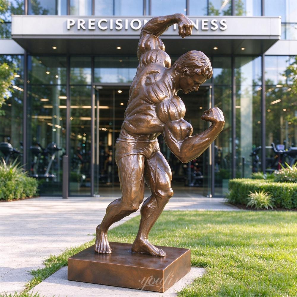 Bronze Bodybuilder Arnold Schwarzenegger Sculpture for Gym Decor