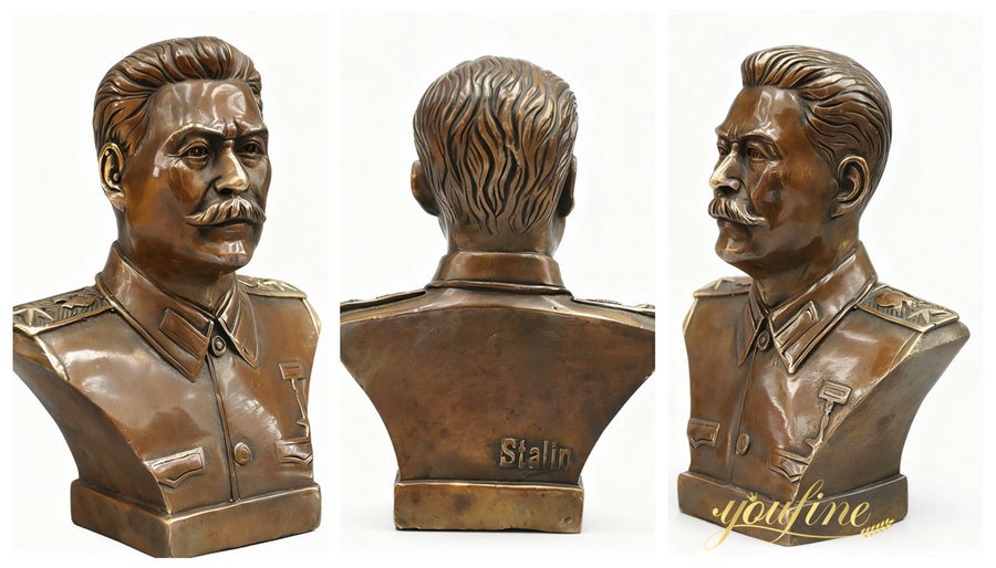 Bronze Bust of Famous Russian Leader Joseph Stalin Details