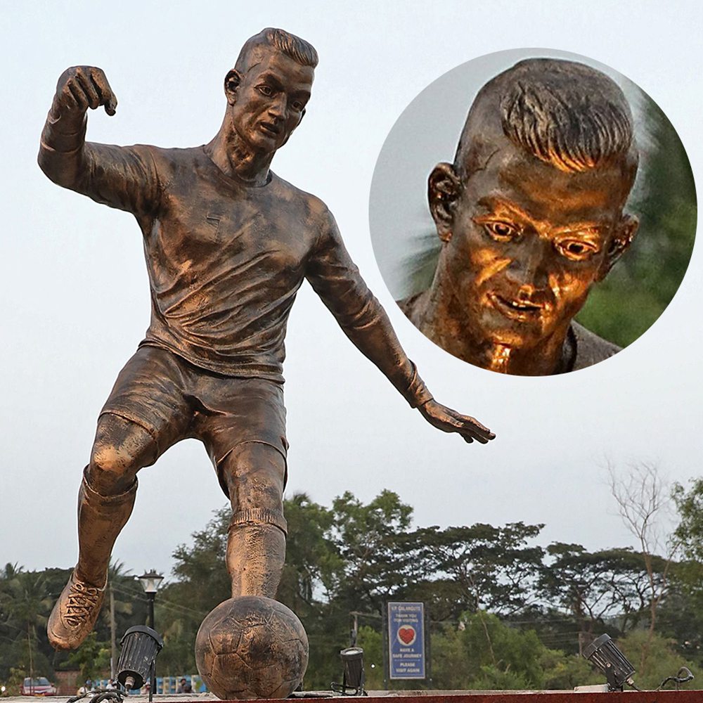 Back view of Cristiano Ronaldo on the football field