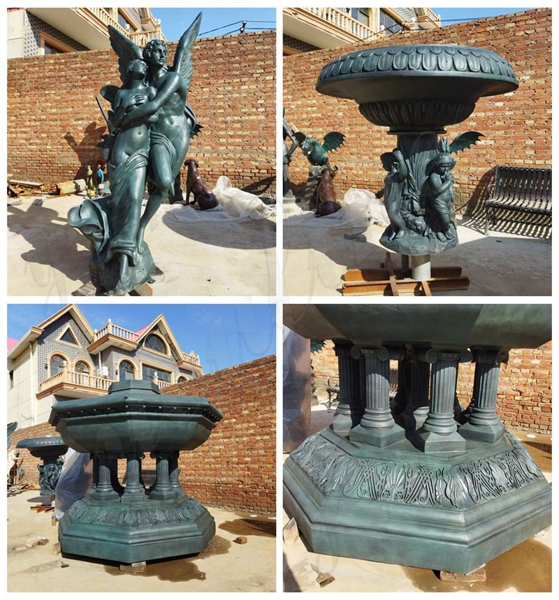 Bronze Cupid and Psyche Statue Fountain Details