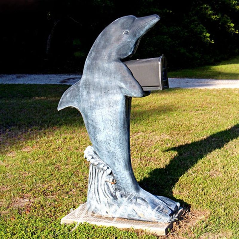 Bronze Dolphin Mailbox Stand Details
