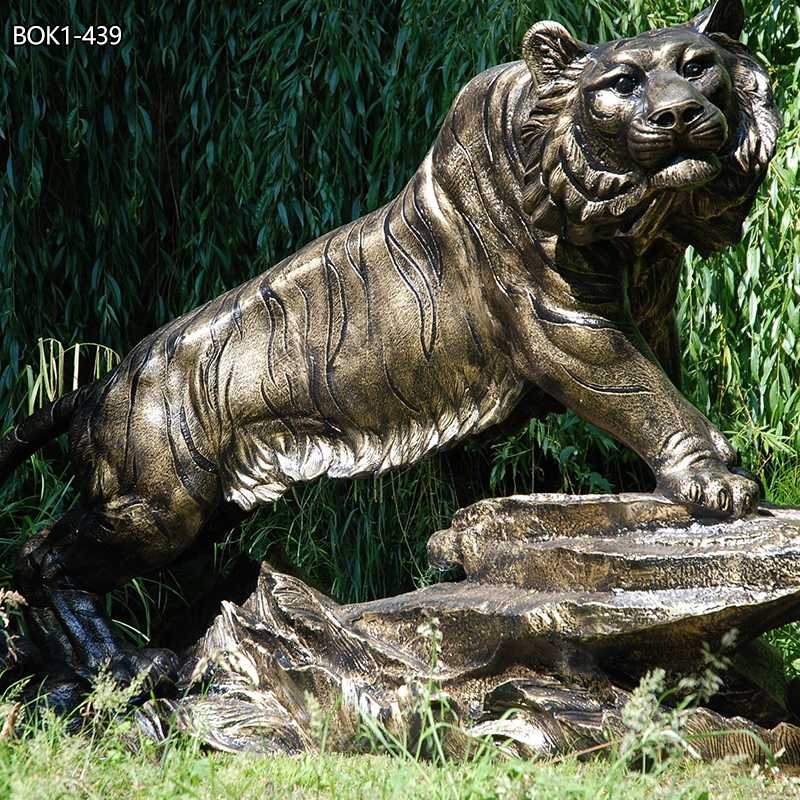Bronze Garden Tiger Statue Timeless Beauty Decor