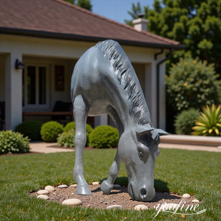 Hand Cast Bronze Grey Large Horse Head Bust for Yard Decor