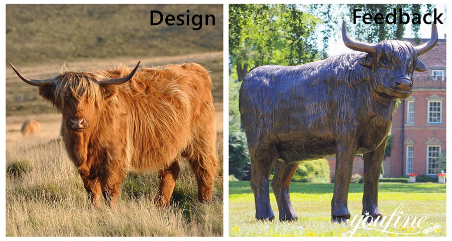 Bronze Highland Cow Statue