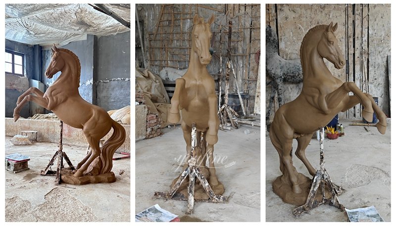Bronze Horse Jumping Statue Clay Model