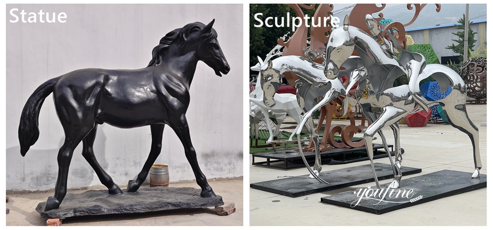 Bronze Horse Statue VS Abstract Stainless Steel Horse Sculpture