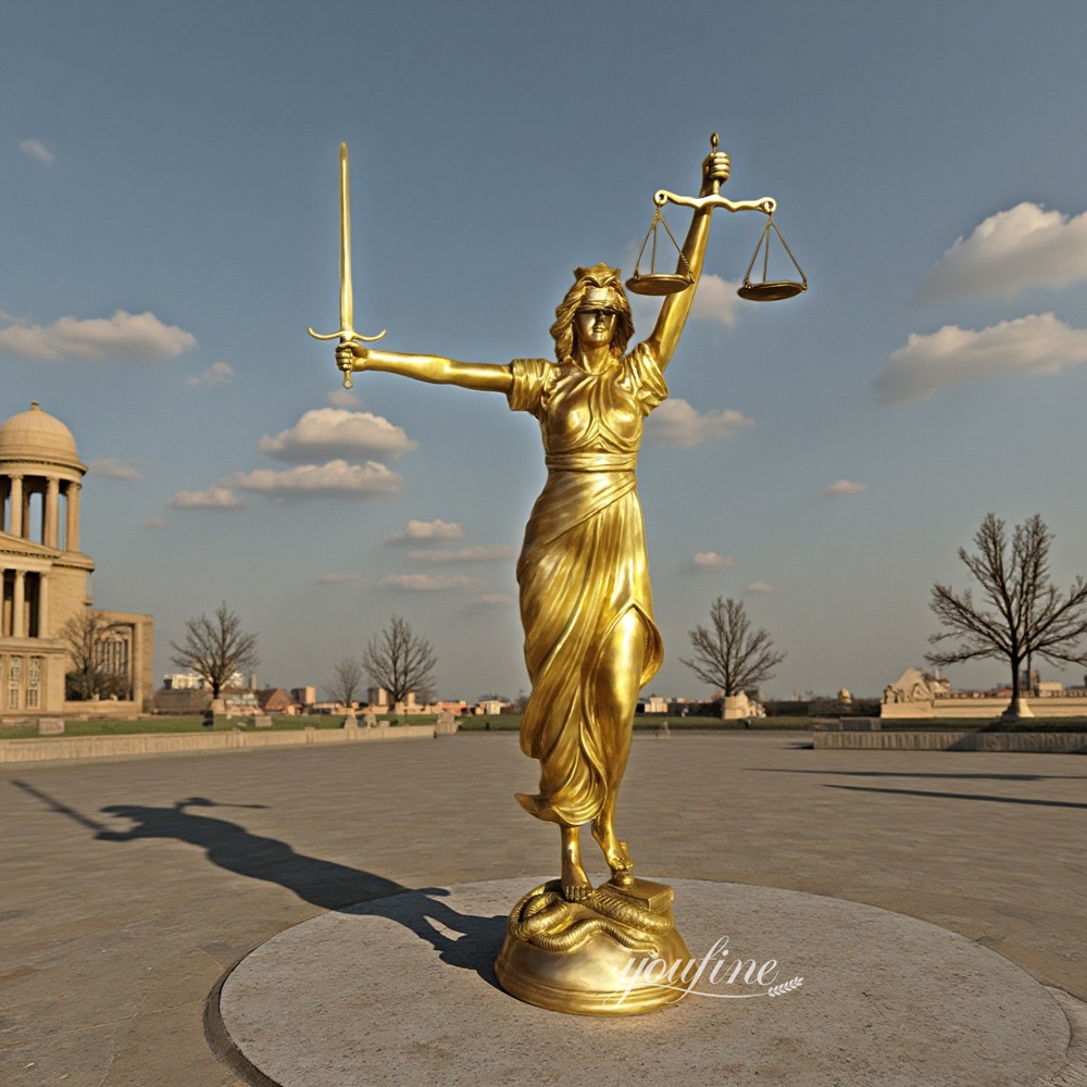 The statue of the goddess of justice on the Delft City Hall in the Netherlands