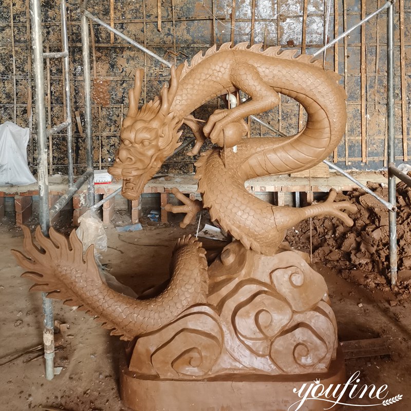 Bronze Large Chinese Dragon Water Fountain Clay Model