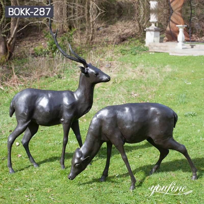 Bronze Life Size Deer Statue Outdoor Decor Manufacturer BOKK-287