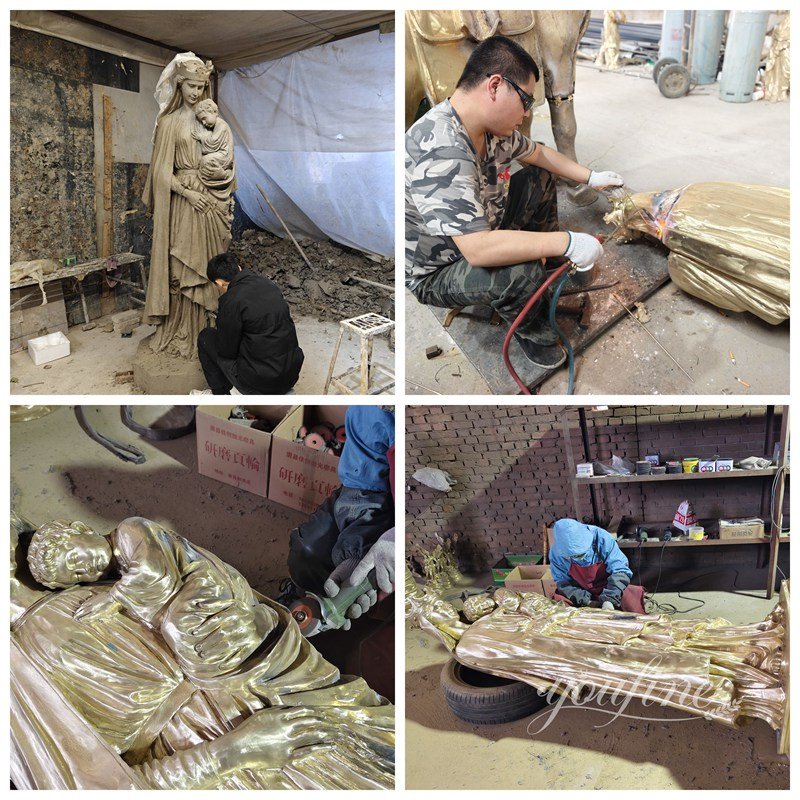 Bronze Mary Seat of Wisdom Statue Casting Process Display