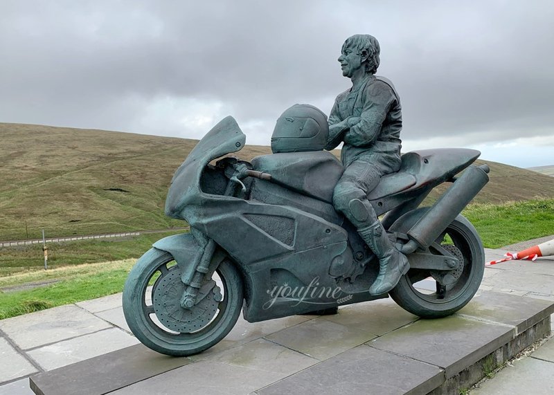 Bronze Motorcycle Sculpture for Outdoor Decor
