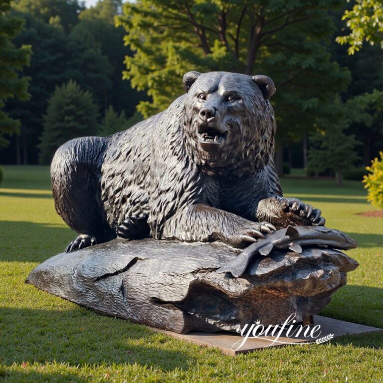 Bronze Outdoor Bear Lying on A Branch Sculpture for Forest Lawn Decor