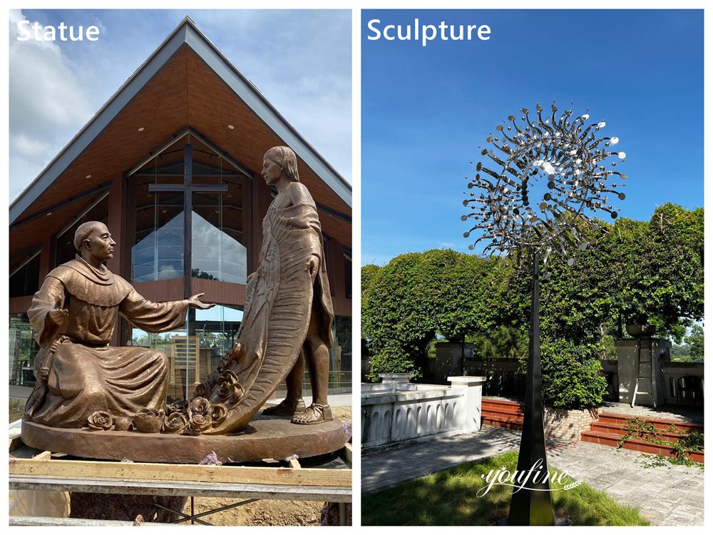 Bronze Religious Statues vs. Stainless Steel Kinetic Sculptures