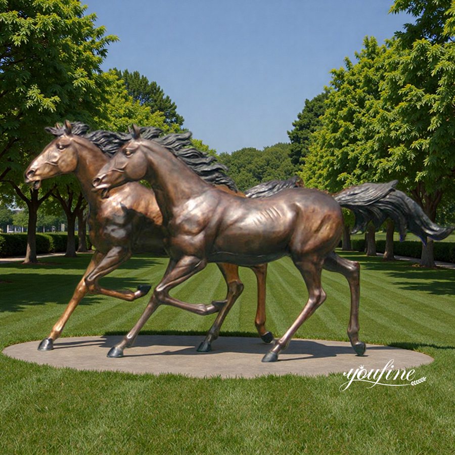 Bronze Running Horse Sculpture for Outdoor Lawn Decor