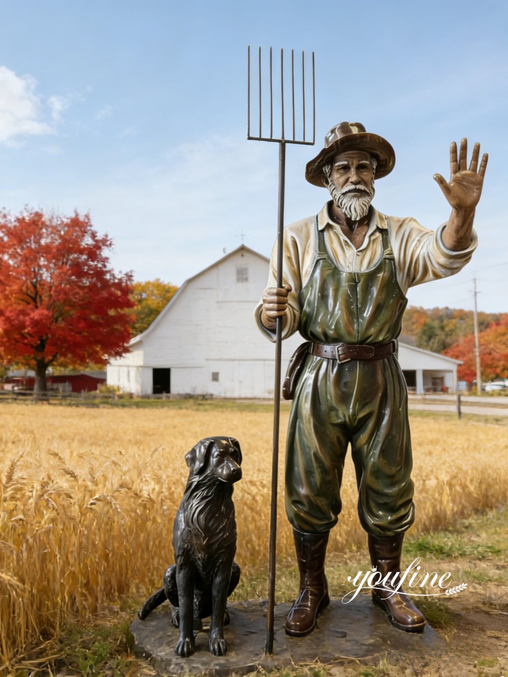 Bronze Sculpture of a Farmer and a Dog Feedback