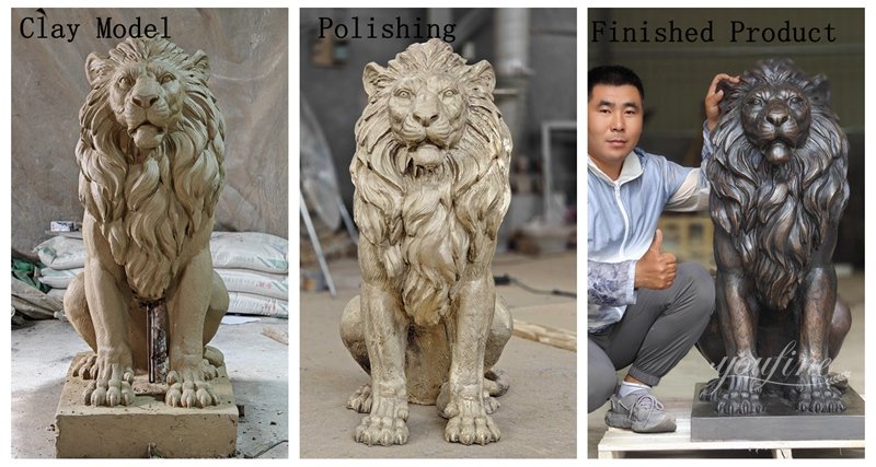 Bronze Sitting Lion Statue Process Display from YouFine Factory